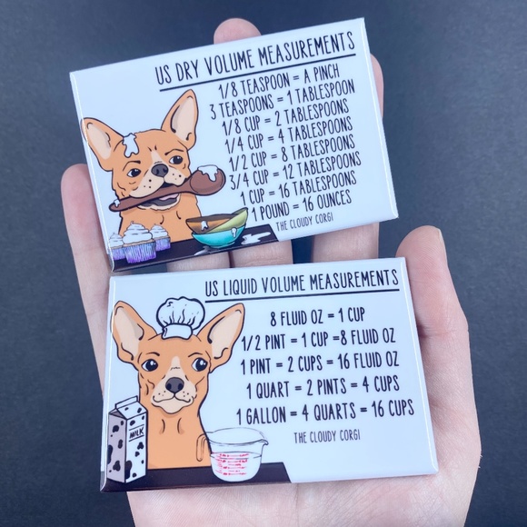 Red Chihuahua Dog Measuring Chart Magnets Handmade Kitchen Cooking Baking Guide - Picture 2 of 5